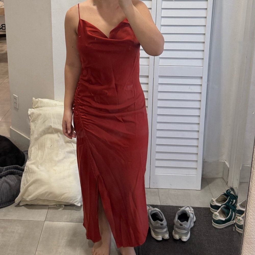 Zara Satin ruched Dress